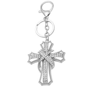 Silver Cross Bag Charm Keychain